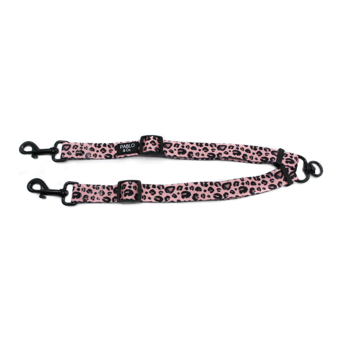 Pink Leopard Adjustable Leash Splitter - Pooch Luxury