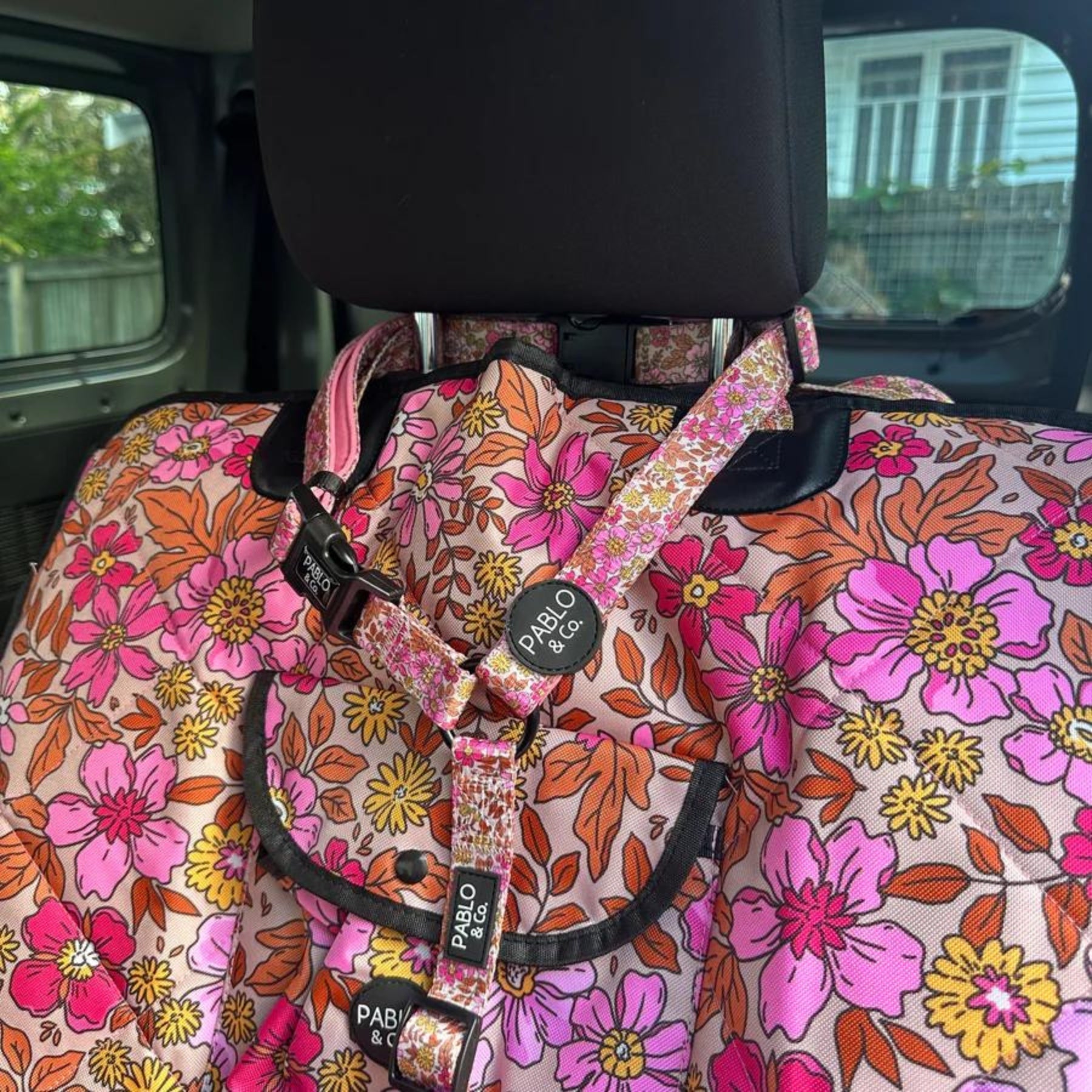 Pink Posies Headrest Car Restraint - Pooch Luxury