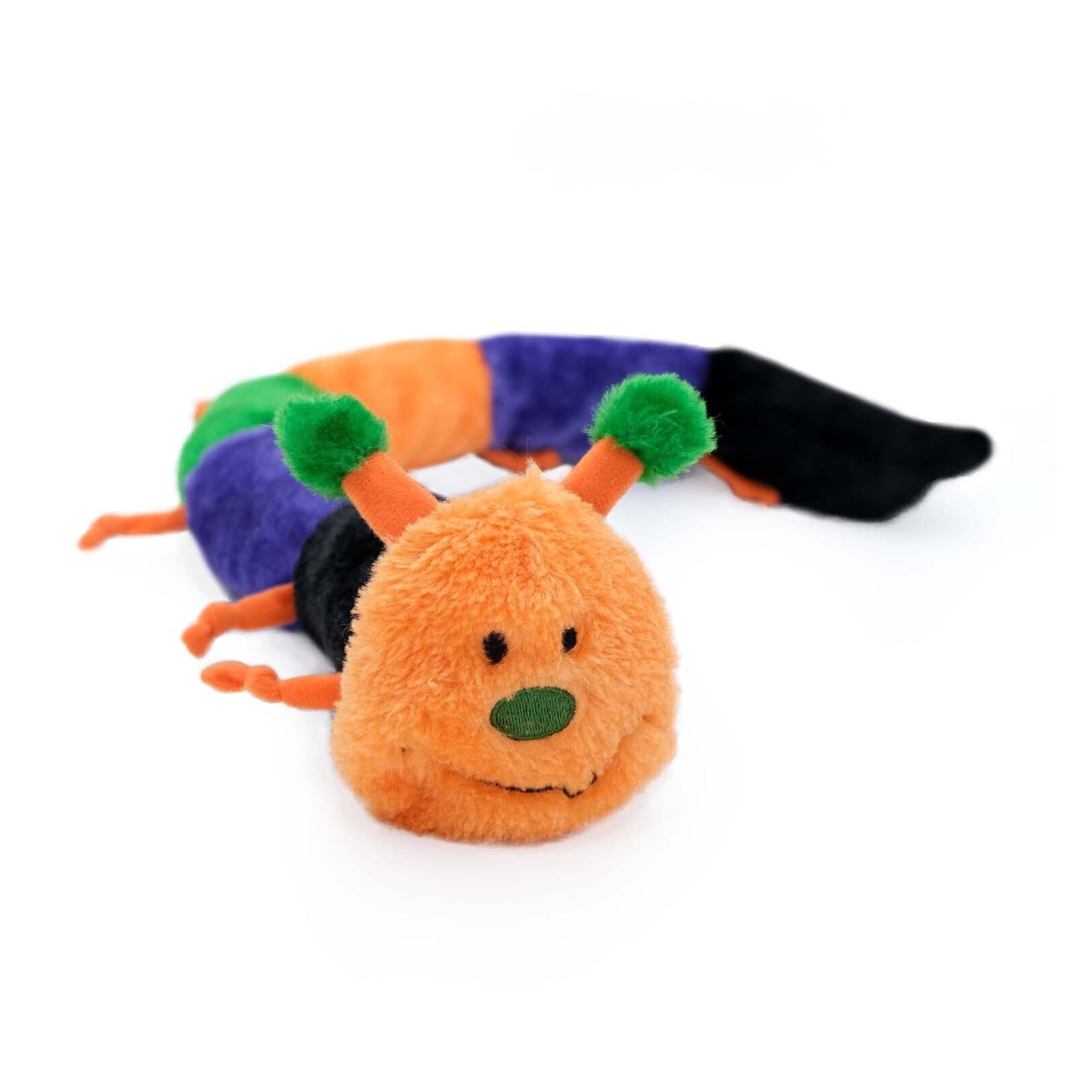 Plush No Stuffing Dog Toy Deluxe Halloween Caterpillar 6 Squeakers - Pooch Luxury