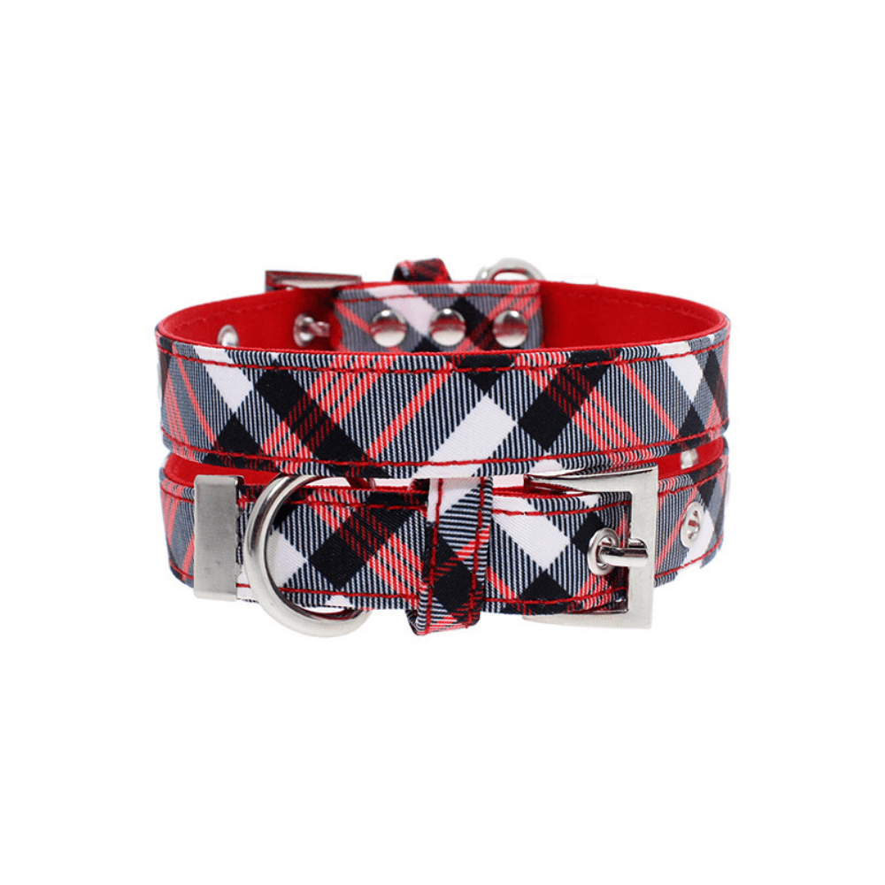 Red and White Plaid Collar - Pooch Luxury