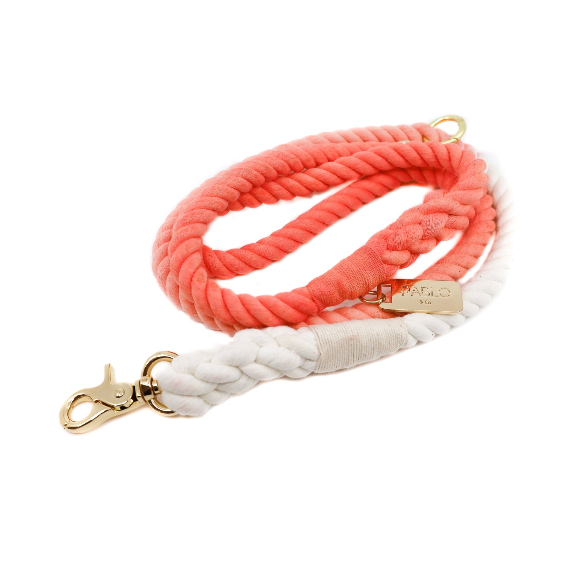 Rope Leash - Ombre Coral Crush - Pooch Luxury