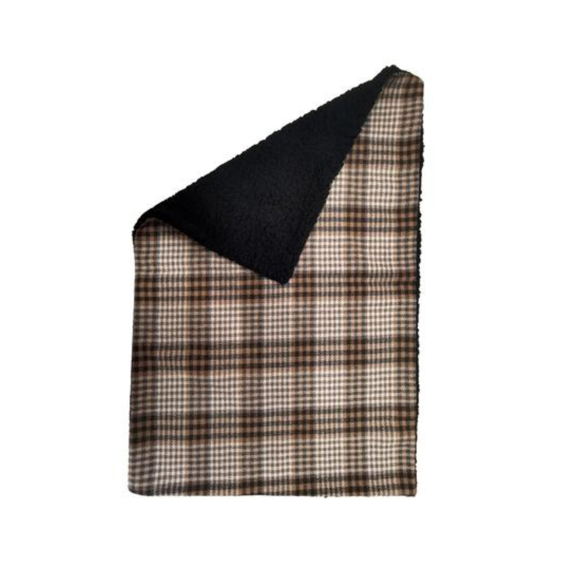 Sherpa-Lined Dog Blanket - Brown & White Plaid - Pooch Luxury