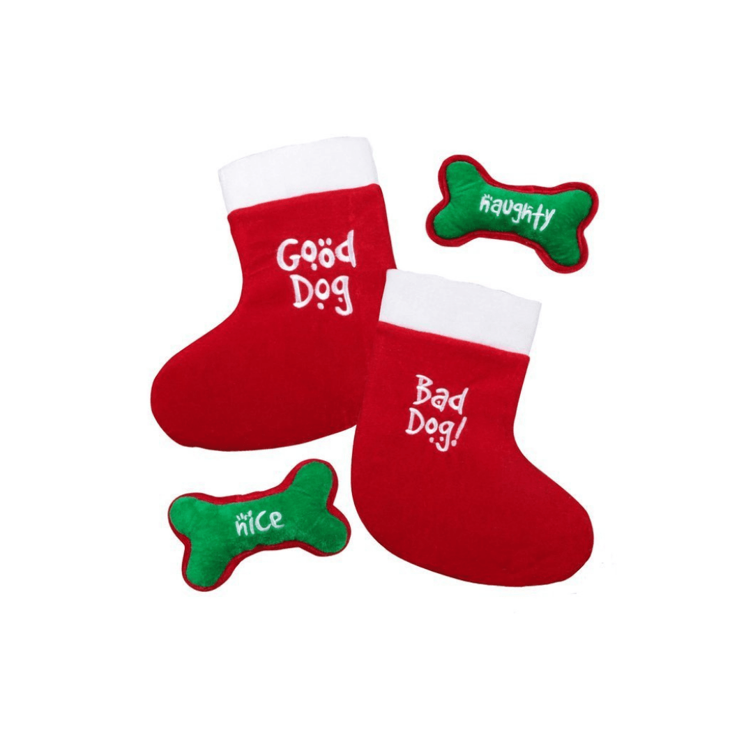 Stocking & Bone Christmas Dog Toy - Pooch Luxury