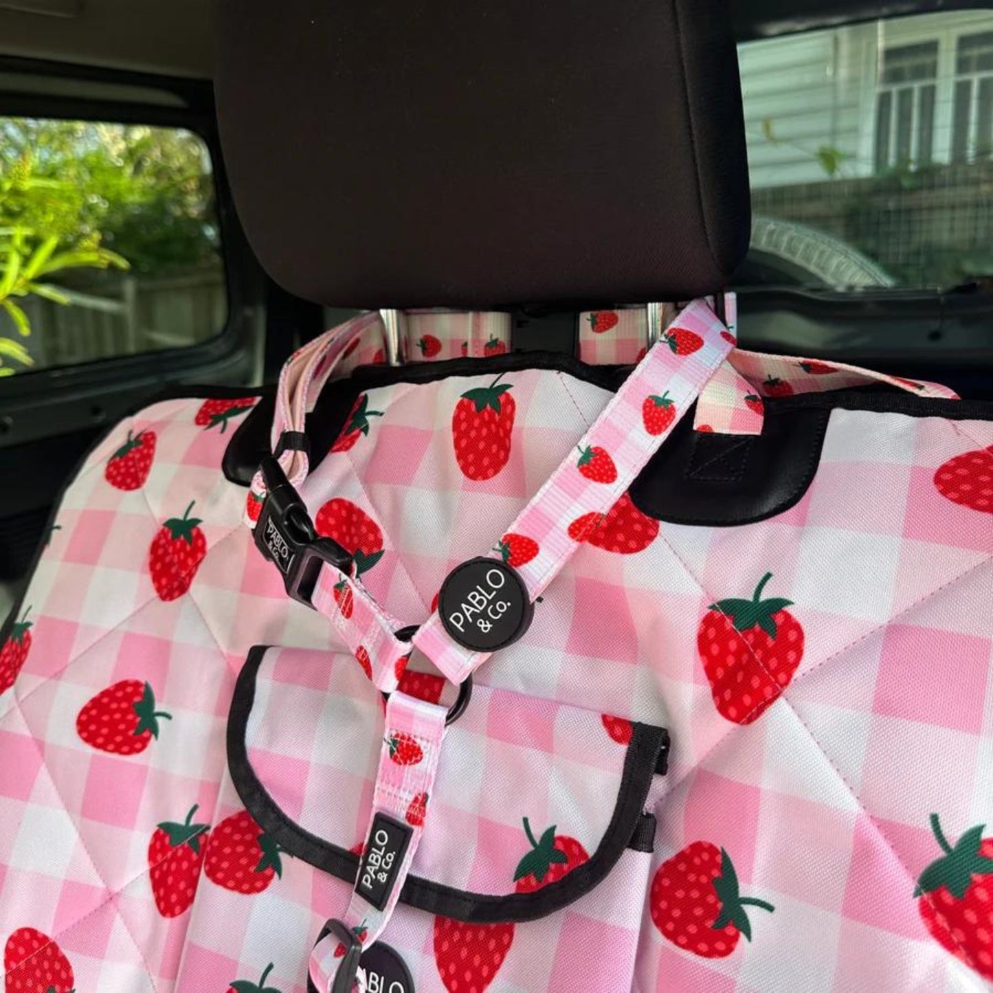 
                  
                    Strawberry Fields Headrest Car Restraint - Pooch Luxury
                  
                