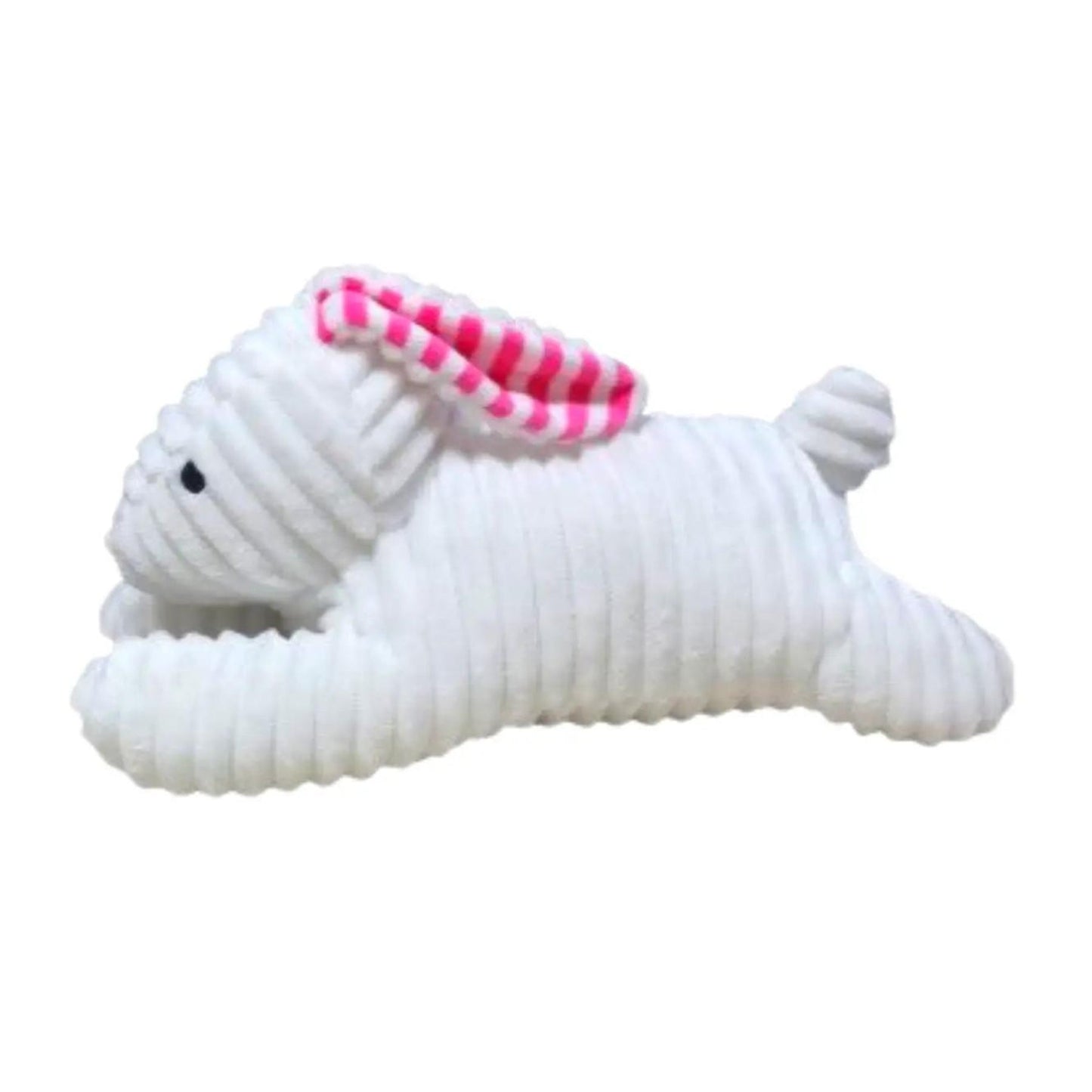 Stripe Ears White Easter Rabbit Dog Toy - Pooch Luxury