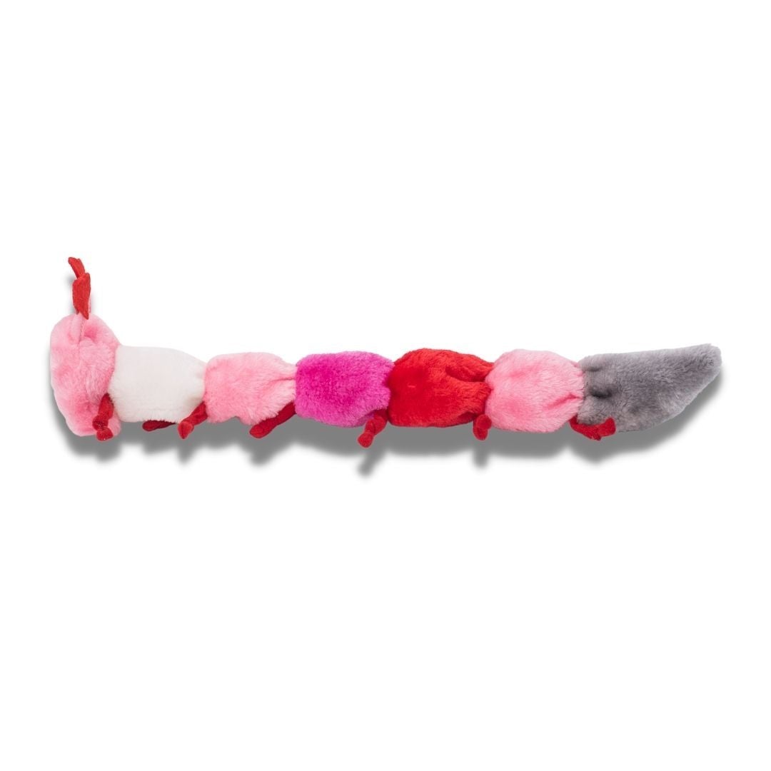 Valentine's Caterpillar Low Stuffing Squeaker Dog Toy - Large - Pooch Luxury