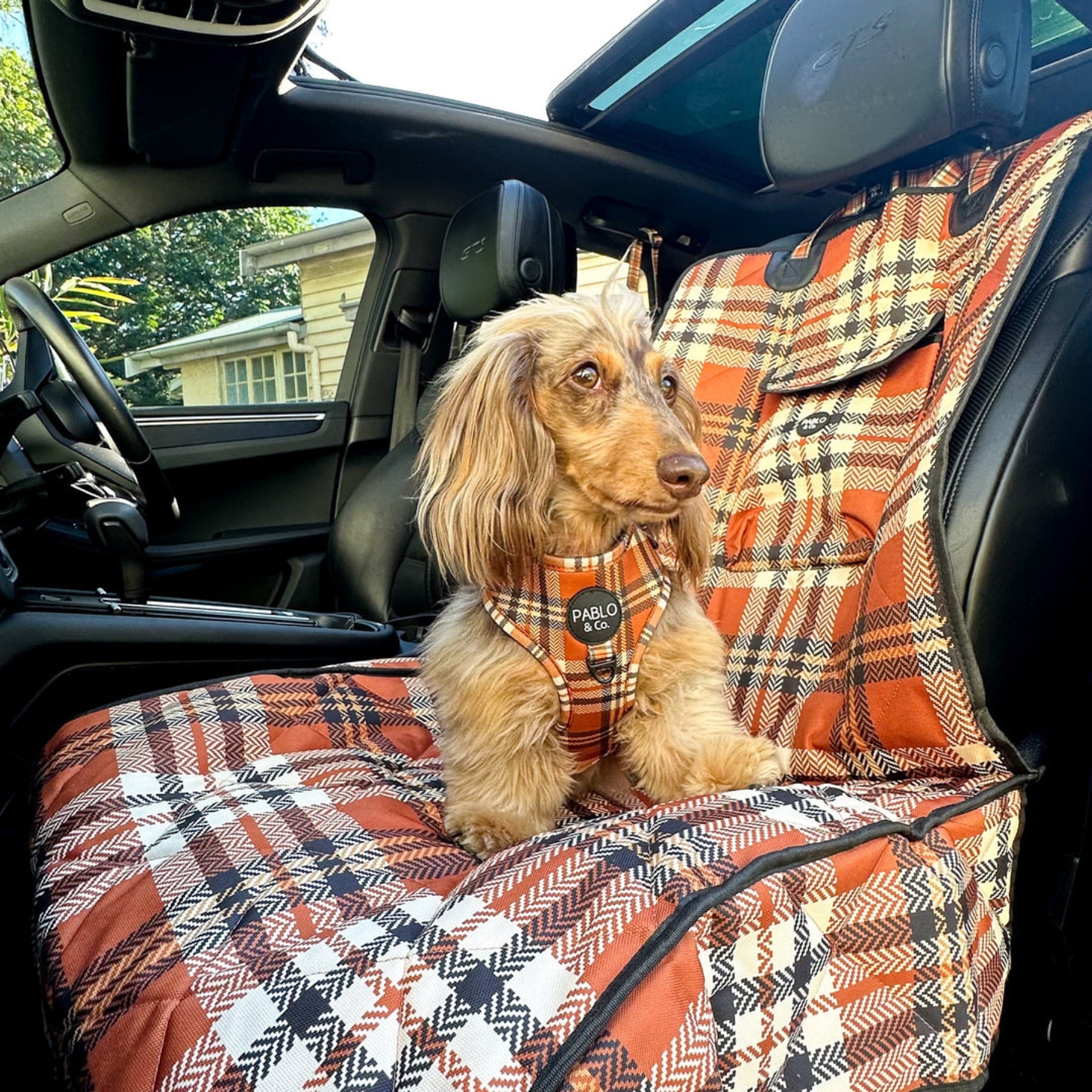 Vintage Plaid Deluxe Single Car Seat Cover - Pooch Luxury