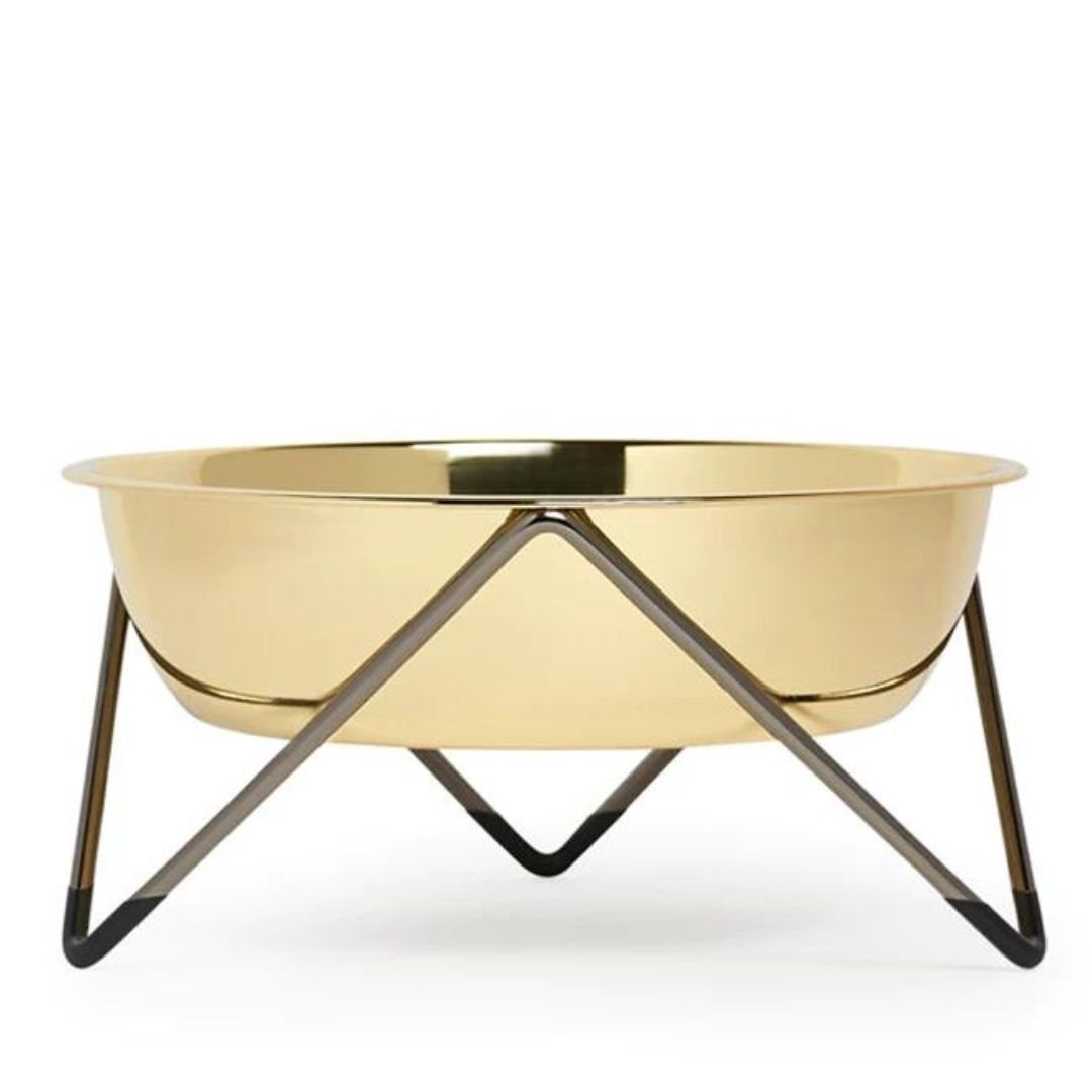 Woof Luxe Dog Bowl - Black / Gold - Pooch Luxury