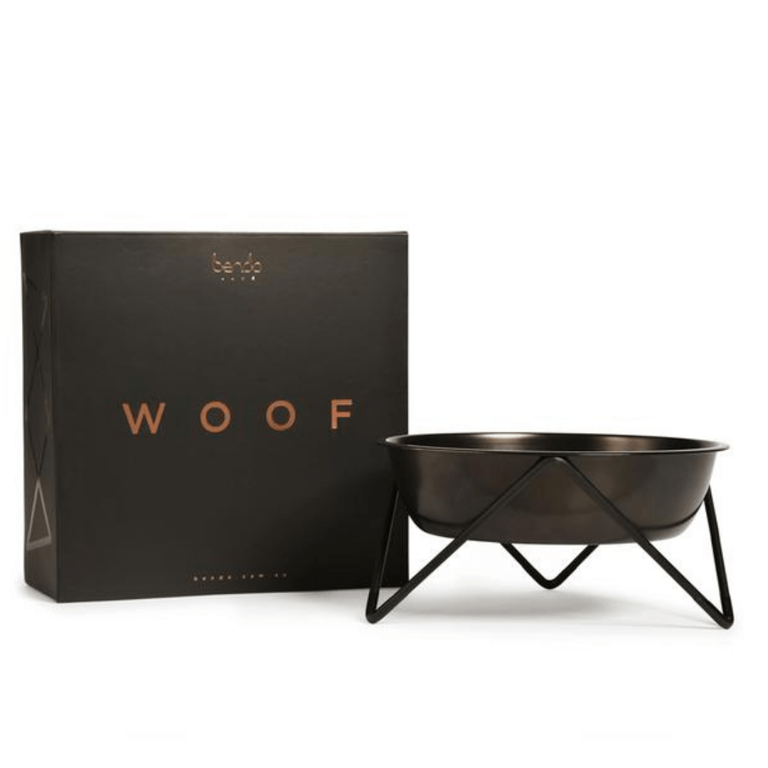 Woof Luxe Dog Bowl - Black on Black - Pooch Luxury