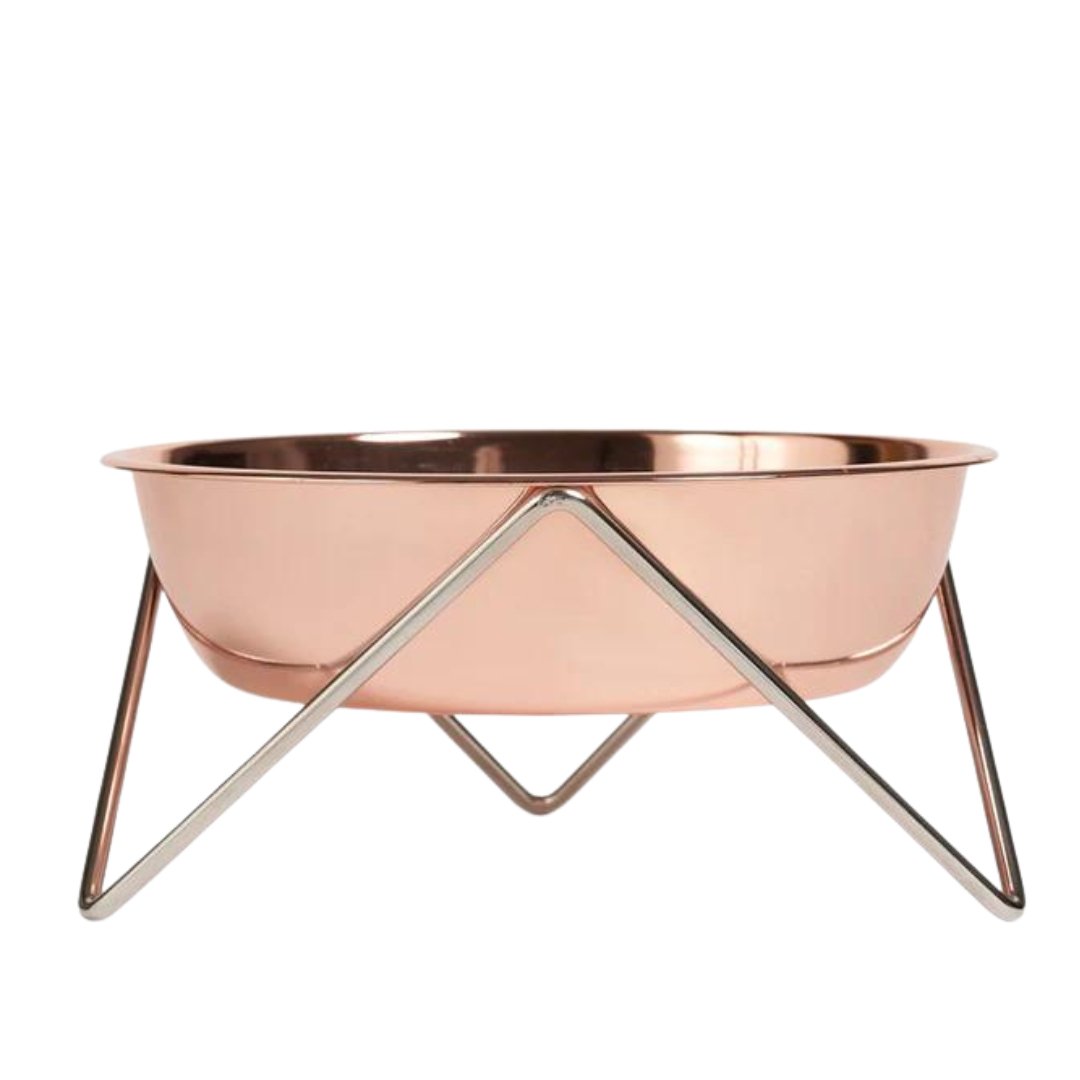 Woof Luxe Dog Bowl - Chrome / Copper - Pooch Luxury