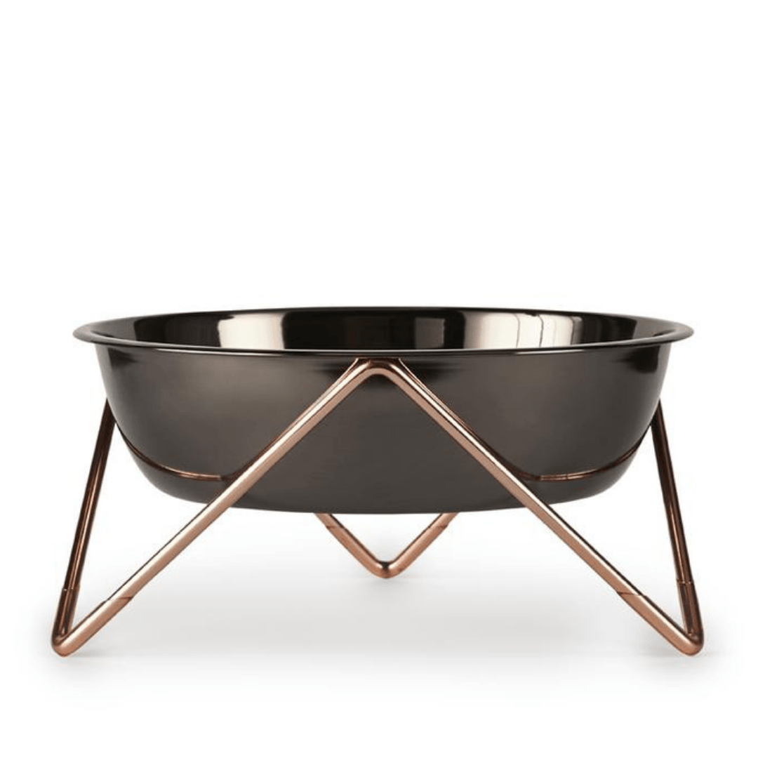 Woof Luxe Dog Bowl - Copper on Chrome - Pooch Luxury
